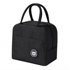 NWT Black Waterproof Insulated Bear Lunch Bag Cooler Tote School Work Picnic